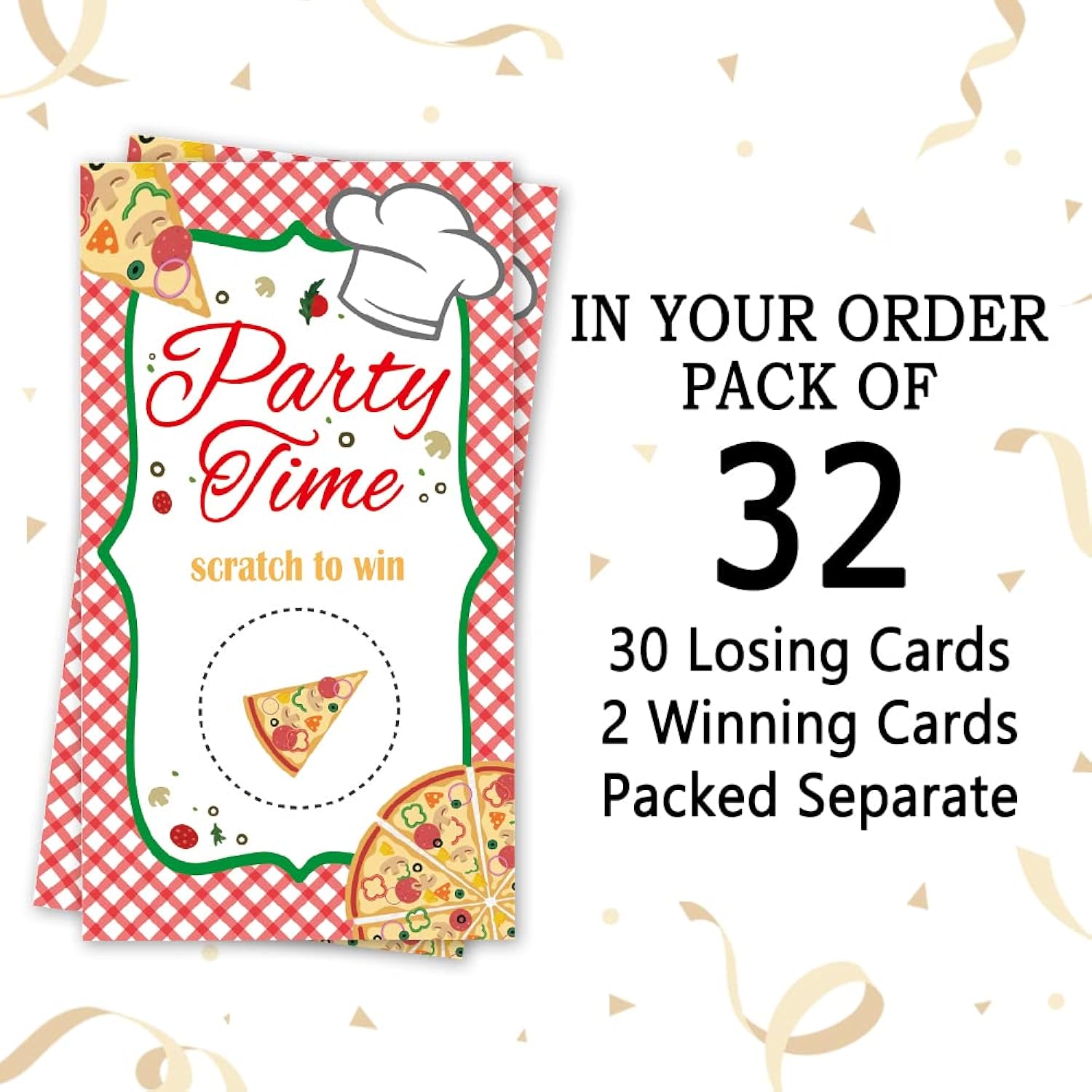 Pizza Party Scratch Off Game Cards?32 Pcs? Wedding Bridal Baby Shower Scratch Off Cards Activity For Christmas Thanksgiving Raffle Tickets Family Holiday Games Supplies For Kids Adults
