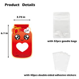 Valentines Day Cards For Kids, 32 Pack Mason Jar Happy Valentines Day Gift Cards With Transparent Candy Bags For Valentines Exchange School Classroom Party Favors Decoration Supplies