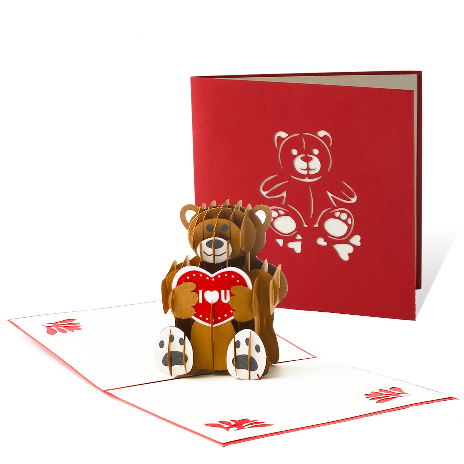 3D Pop-Up Greeting Card, Teddy Bear Holding Heart Design, Includes Premium Envelope, Perfect For Birthdays, Anniversaries, Love Notes, Or Special Occasions