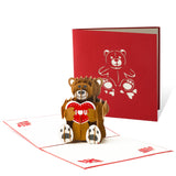 3D Pop-Up Greeting Card, Teddy Bear Holding Heart Design, Includes Premium Envelope, Perfect For Birthdays, Anniversaries, Love Notes, Or Special Occasions