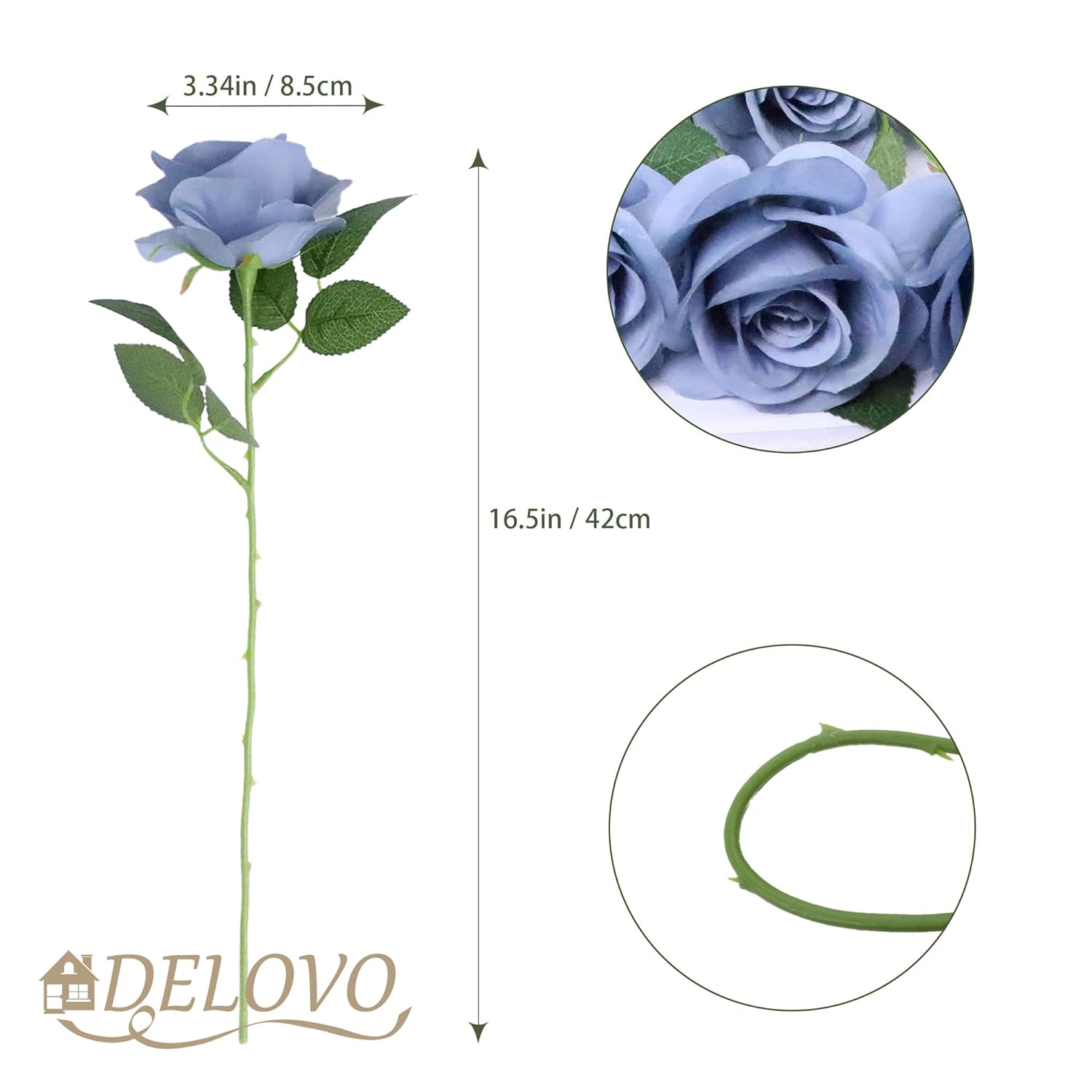 52Pcs Dusty Blue Roses Artificial Flowers Fake Flowers Silk Roses With Stems For Diy Wedding Bouquets Bridal Shower Centerpieces Arrangements Party Decorations