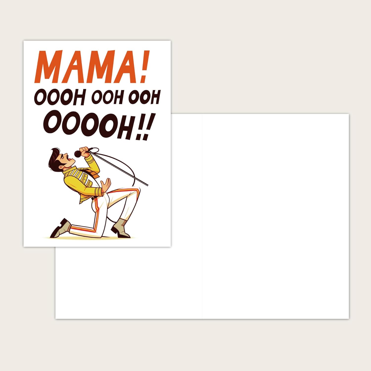 5X7 Funny Mother’S Day Card For Mom With Freddie Mercury Inspired Design, Birthday Card For Mother From Husband, Son, Wife Or First Born, Custom Hilarious Mothers Day Card