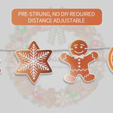 2 Pack Gingerbread Garland - Christmas Banner & Man Garland For Gingerbread Party Decor & Tree Decor