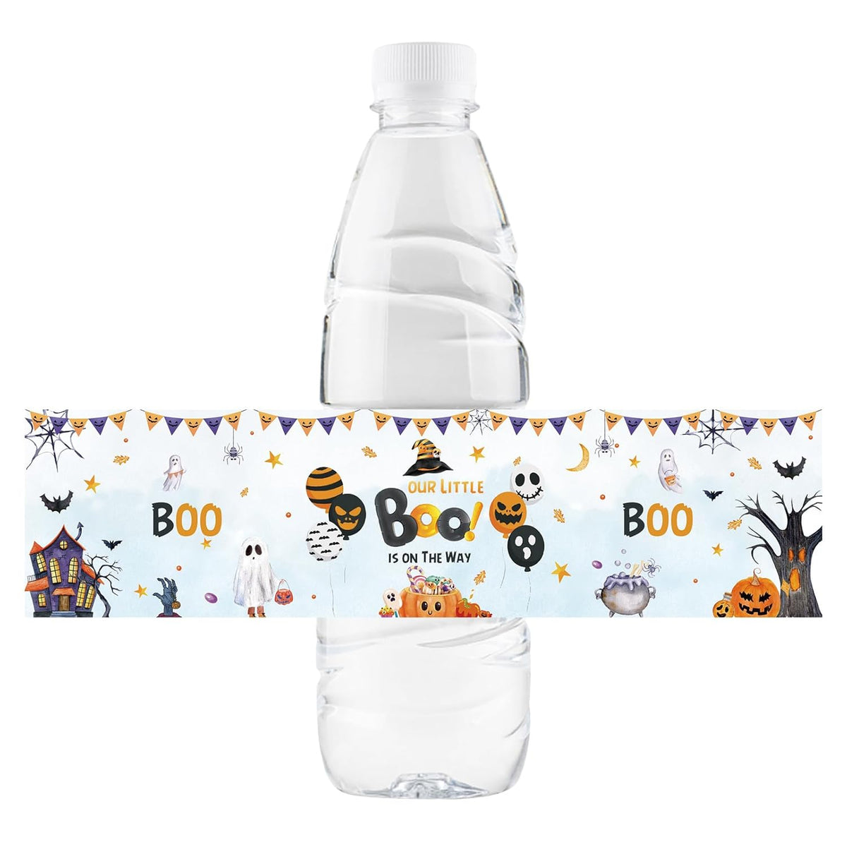 32 Pcs Our Little Boo Is On The Way Water Bottle Labels, Gender Reveal Water Bottle Labels, Welcome Baby Bottle Wrappers, Ghost Themed Baby Shower Party Decorstions