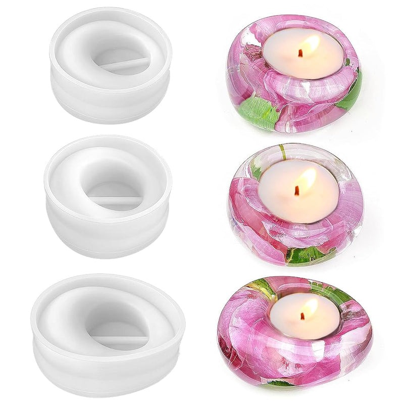 Set Of 3 Styles Tealight Candle Holder Mold, Irregular Silicone Candle Holder Resin Mold