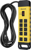 10 Outlet Metal Surge Protector Power Strip 15FT Cord 1440J Flat Plug