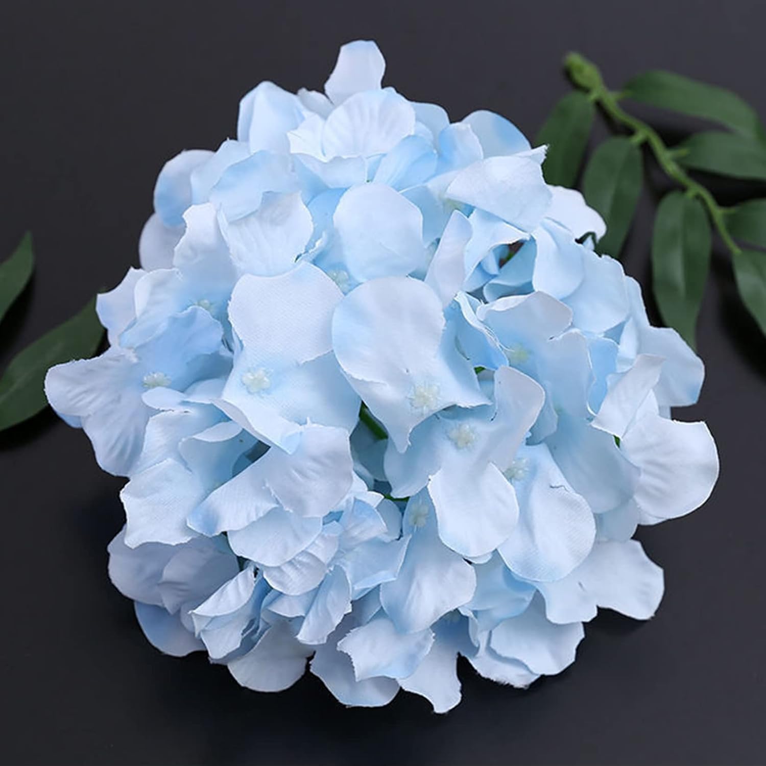 34 Pcs Silk Hydrangea Heads Artificial Flowers Heads And Stems Fake Hydrangea Flowers In Blue For Home Wedding Decor