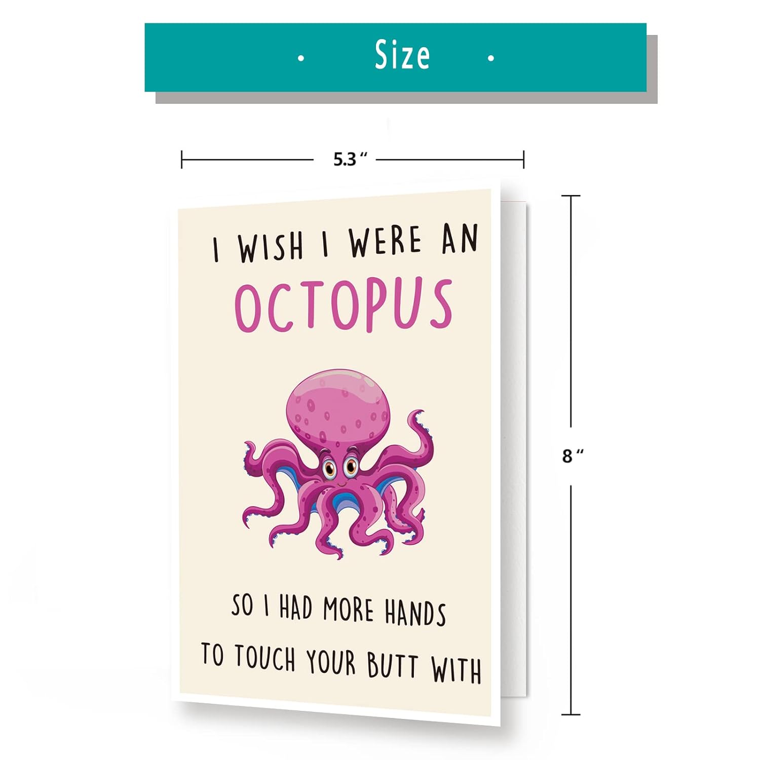 Funny Birthday Card For Girlfriend Boyfriend, Rude Anniversary Cards Gifts For Him Her, Humorous Valentine'S Day Cards For Husband Wife Women Men, I Wish I Were An Octopus Card