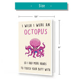 Funny Birthday Card For Girlfriend Boyfriend, Rude Anniversary Cards Gifts For Him Her, Humorous Valentine'S Day Cards For Husband Wife Women Men, I Wish I Were An Octopus Card
