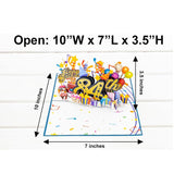 3D Pop Up Happy 84Th Birthday Card – Blue Design With Glitter Numbers, Balloons, Cakes & Gifts – Unique Bday Card For Dad, Mom, Husband, Wife, Man Or Woman – 5" X 7"