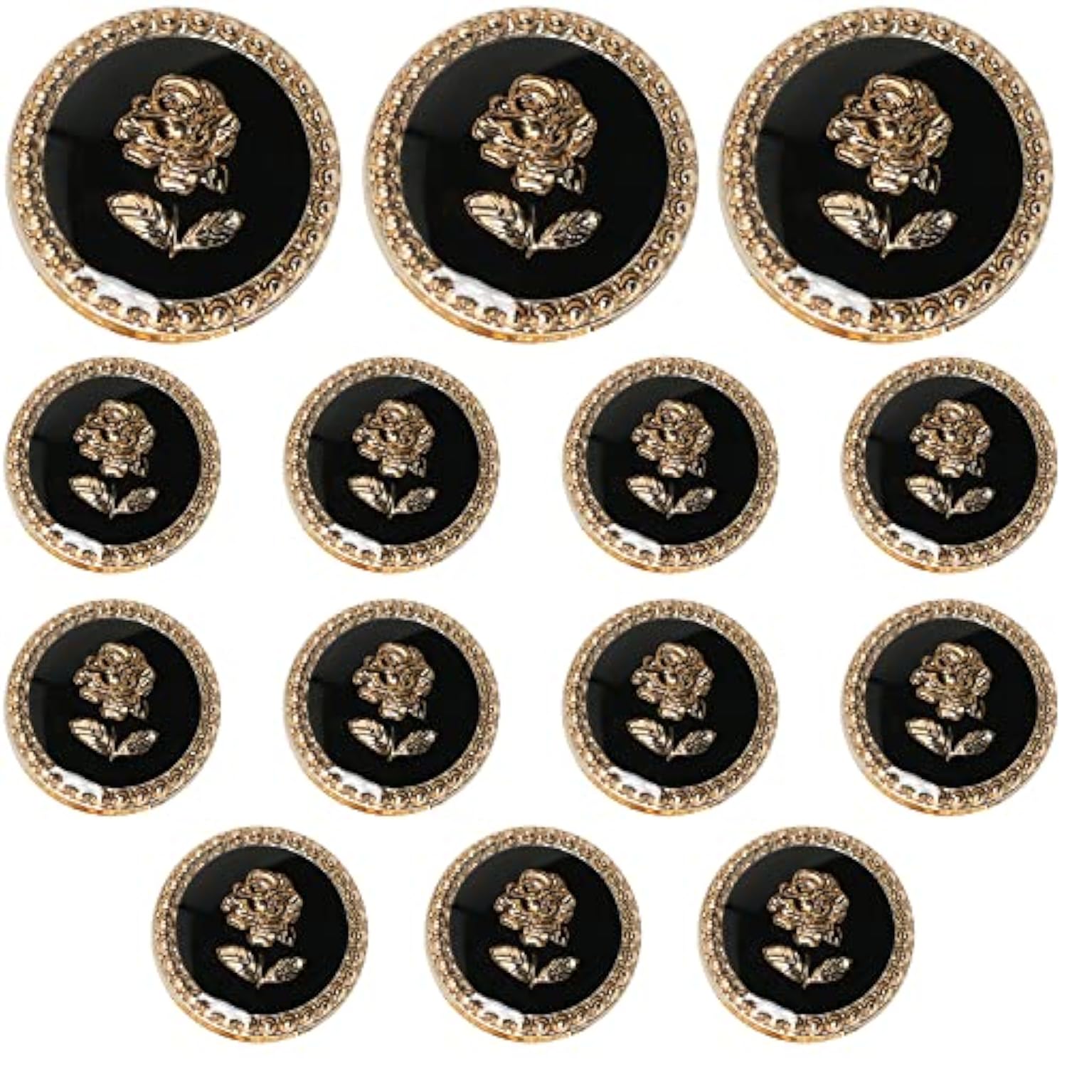 14Pcs Vintage Rose Button 15Mm Metal Enamel Suit Button Flower Buttons