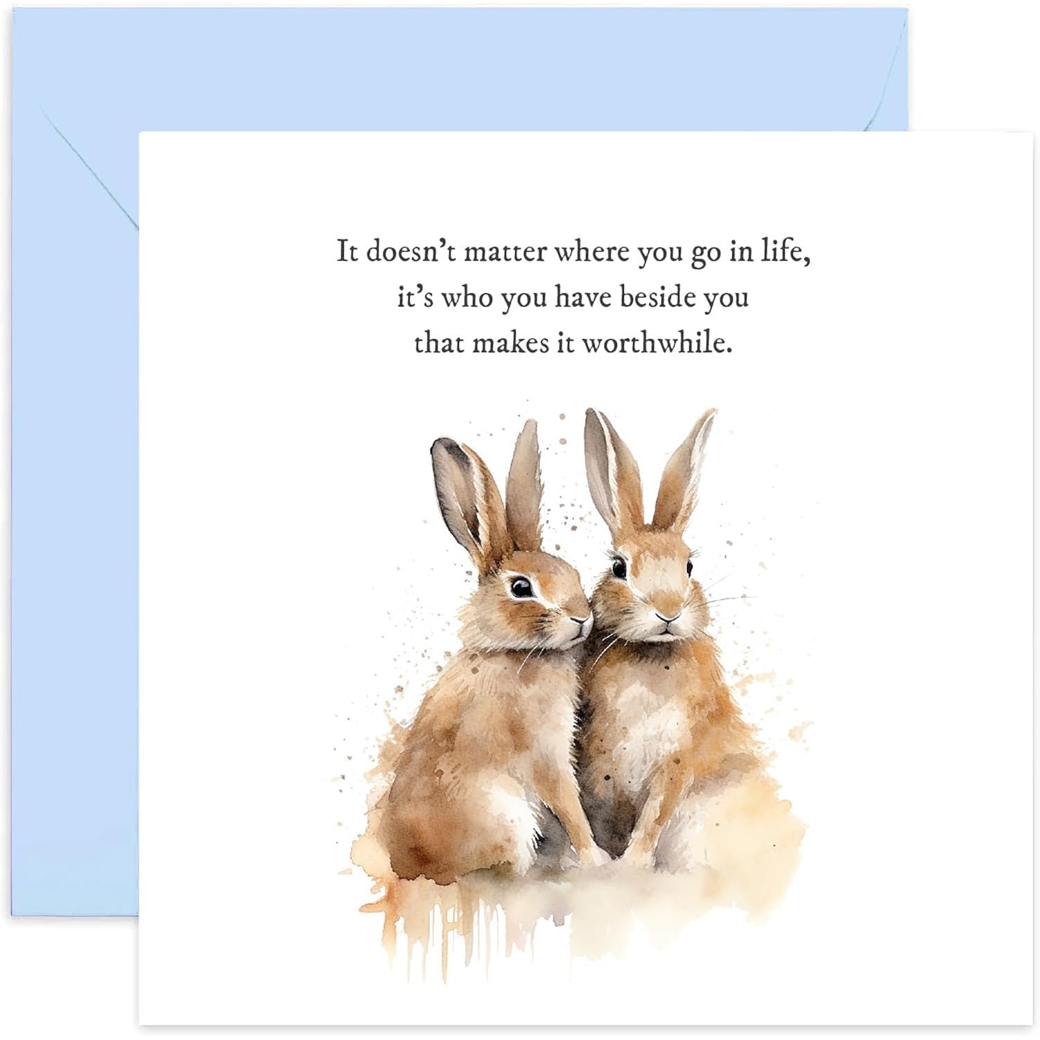 Old English Co. Wedding Anniversary Card For Husband - 'Who You Have Beside You' - Romantic Rabbit Card For Wife Girlfriend, Boyfriend, Husband - Sweet Quote For Couple | Blank Inside Envelope