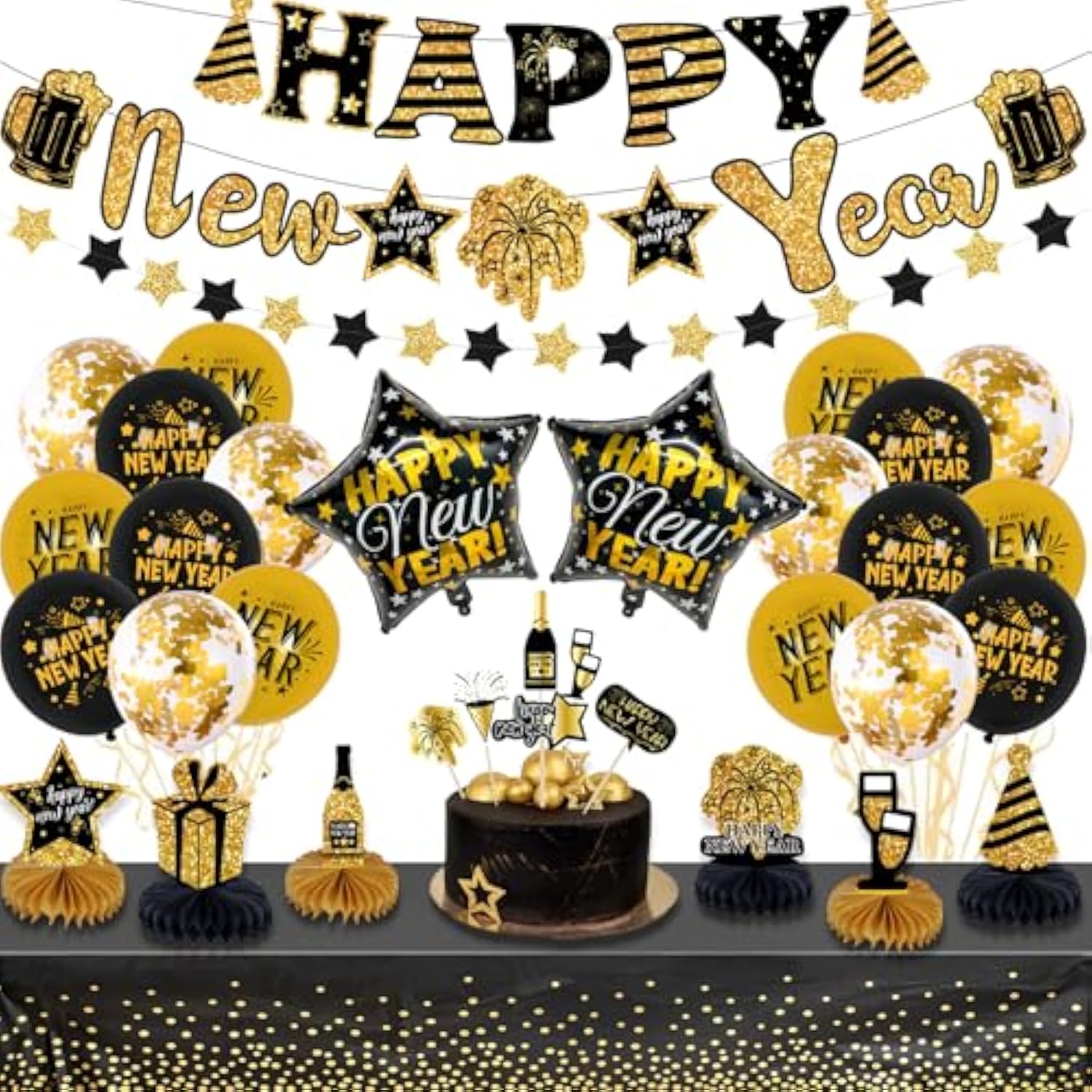 Happy New Year 2026 Party Decorations Banner Garland Balloons Centerpieces