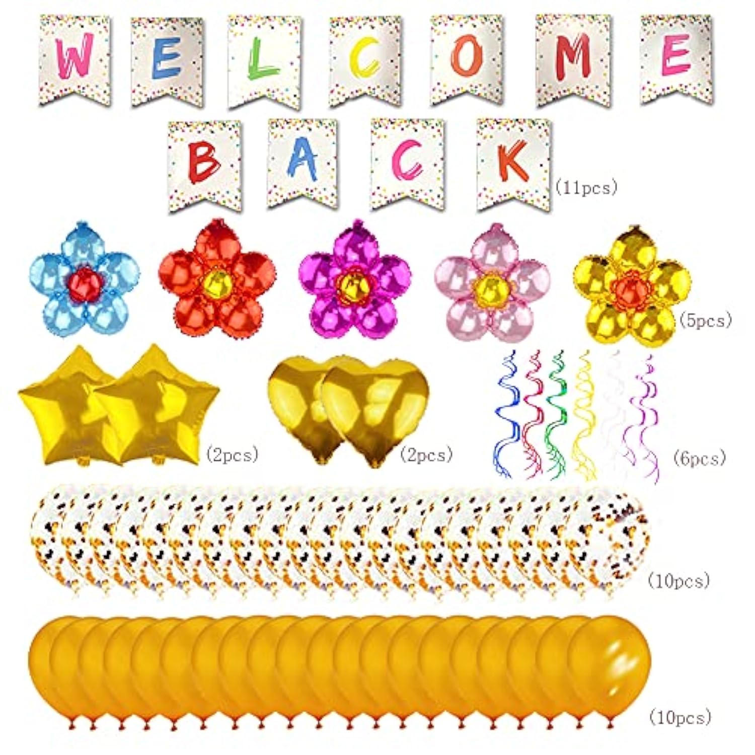 Welcome Back Banner Kit with Balloons & Swirls for Home, School & Office Decor