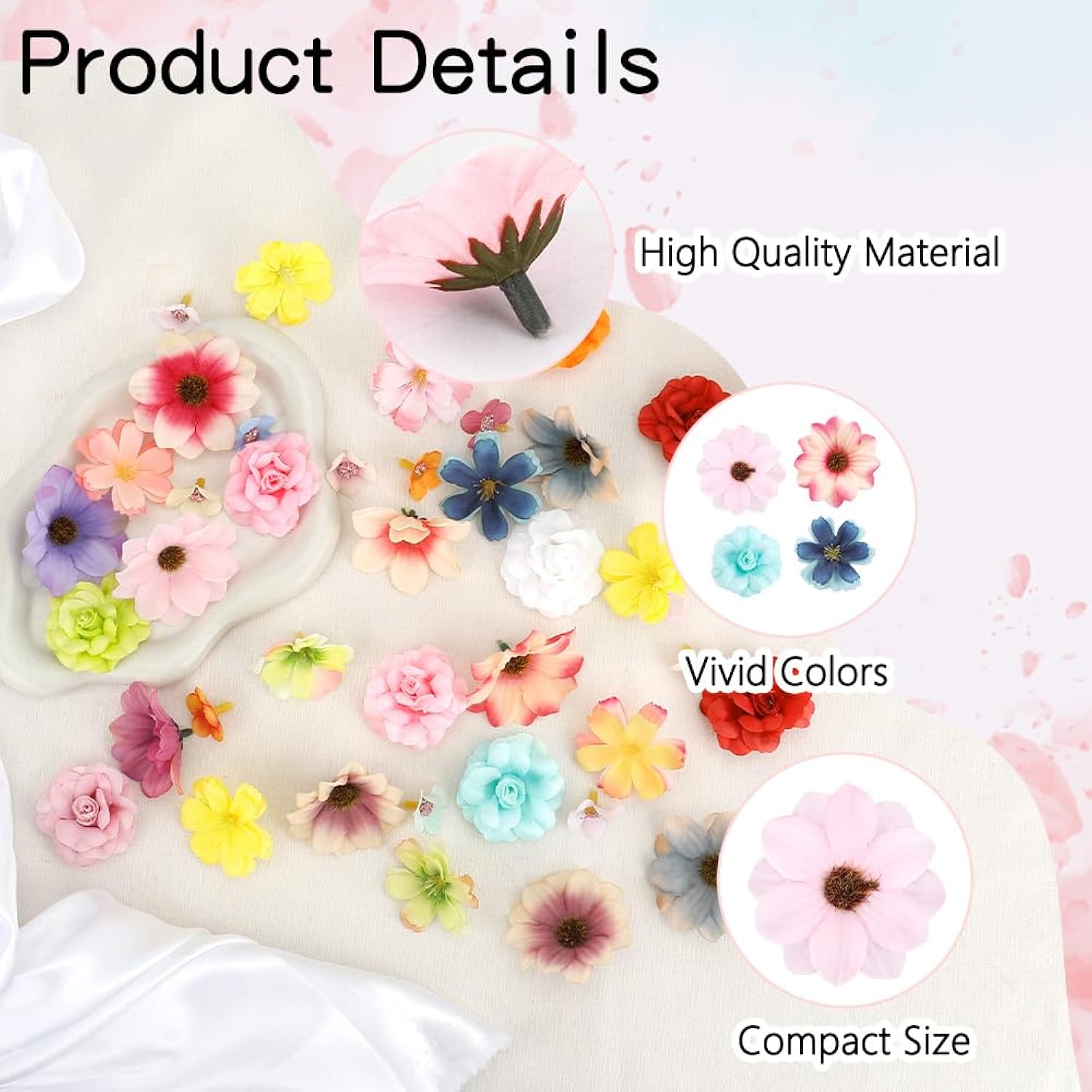 Faux Flower Heads Flowers For Crafts Mini Artificial Flower Heads Bulk Silk Fake Flower Heads Fake Peony Daisy Rose Small Fabric Flowers For Diy Crafts Garland Wedding Home Party Decoration, Coloful
