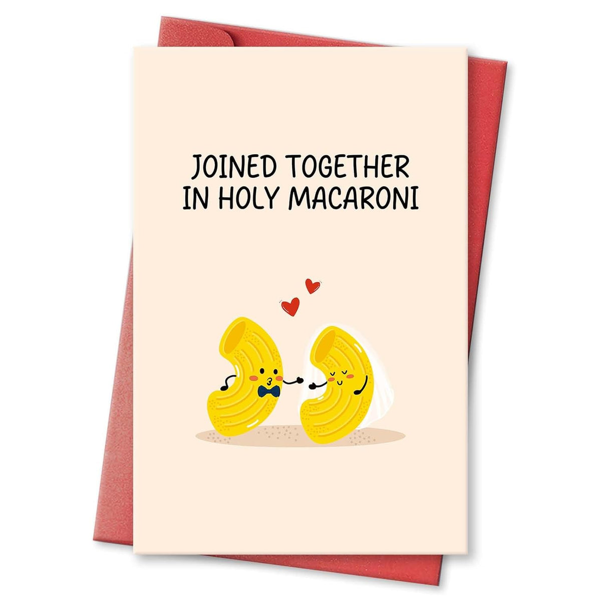 Cute Macaroni Pun Engagement Card, Funny Wedding Card For Bride And Groom, Wedding Gift Card For Newlyweds, Bridal Shower Card For Him Her, Joined Together In Holy Macaroni