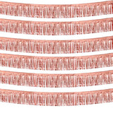 6 Pack 10 Feet Rose Gold Foil Fringe Garland Metallic Tinsel Streamers Banner Wall Hanging Curtain Backdrop Banner For Parade Floats, Thanksgiving, Christmas, Birthday, Halloween Party Decorations