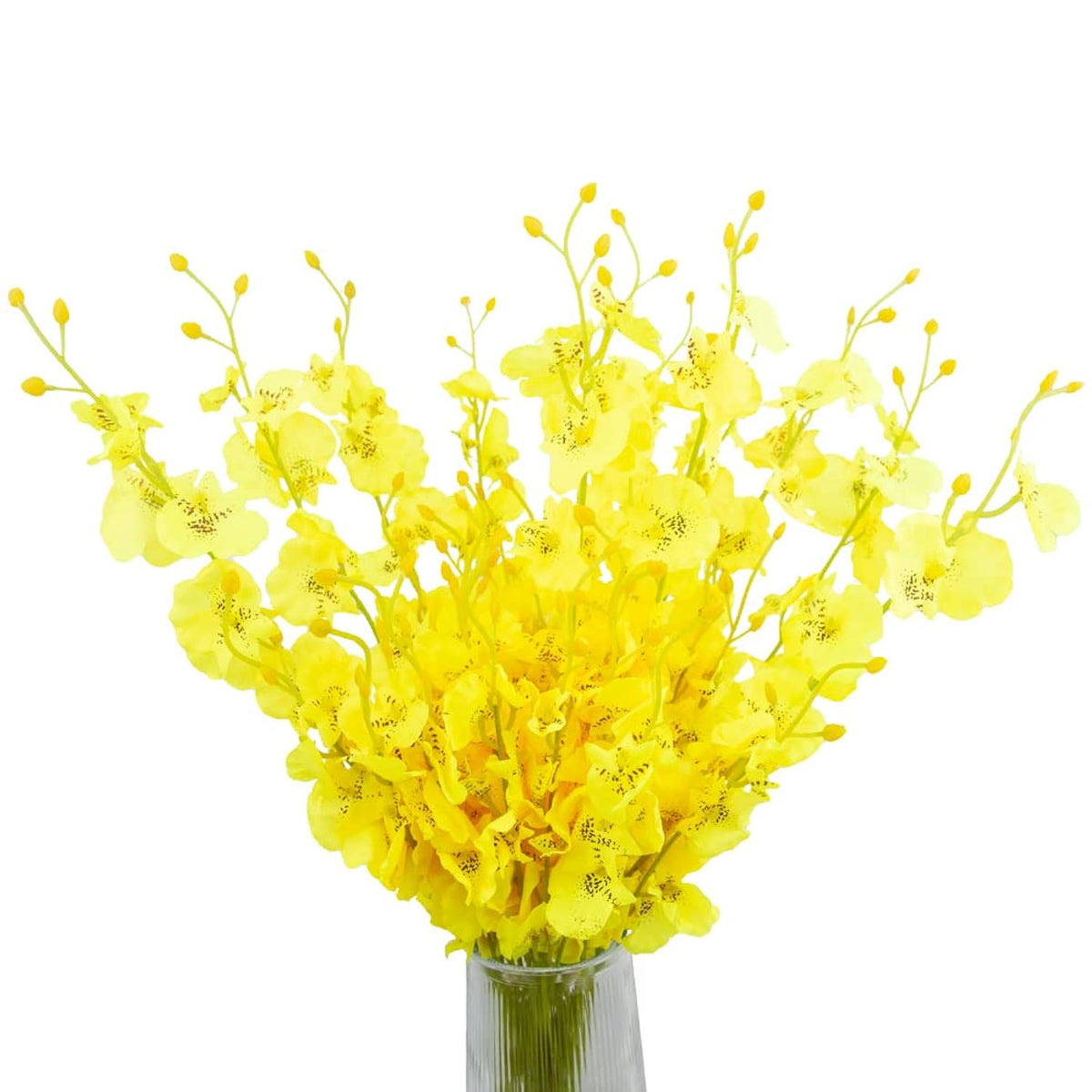 12 Pcs Artificial Flowers Orchids Silk Flowers Fake Orchid In Bulk Artificial Flowers Long Stem 20" Yellow Dancing Orchids Flower For Wedding Home Office Party Festive Decoration