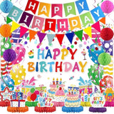 26pcs Birthday Décor Kit with Banner, Swirls, Garland, Backdrop & Centerpieces
