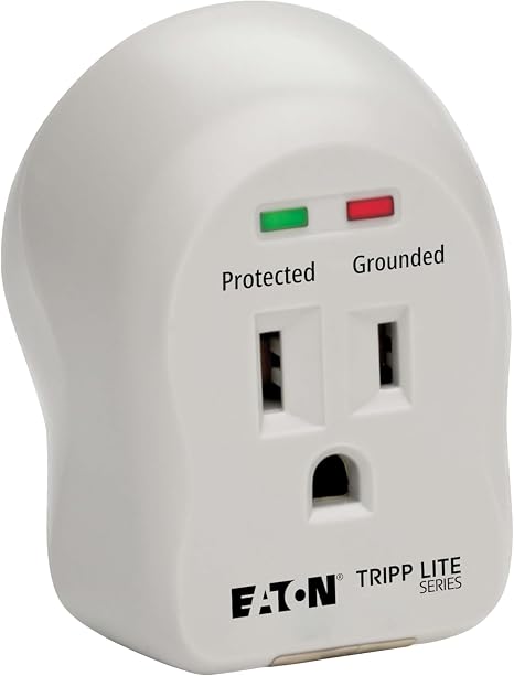 SpikeCube Single Outlet Surge Protector Power Strip with Diagnostic LED and Portable Plug In Design