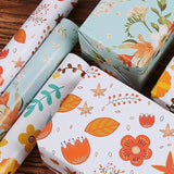 Orange Floral Wrapping Paper Jumbo Roll 17 In X 60 Ft, All Accasion Flower Gift Wrap For Wedding Birthday Bridal Shower