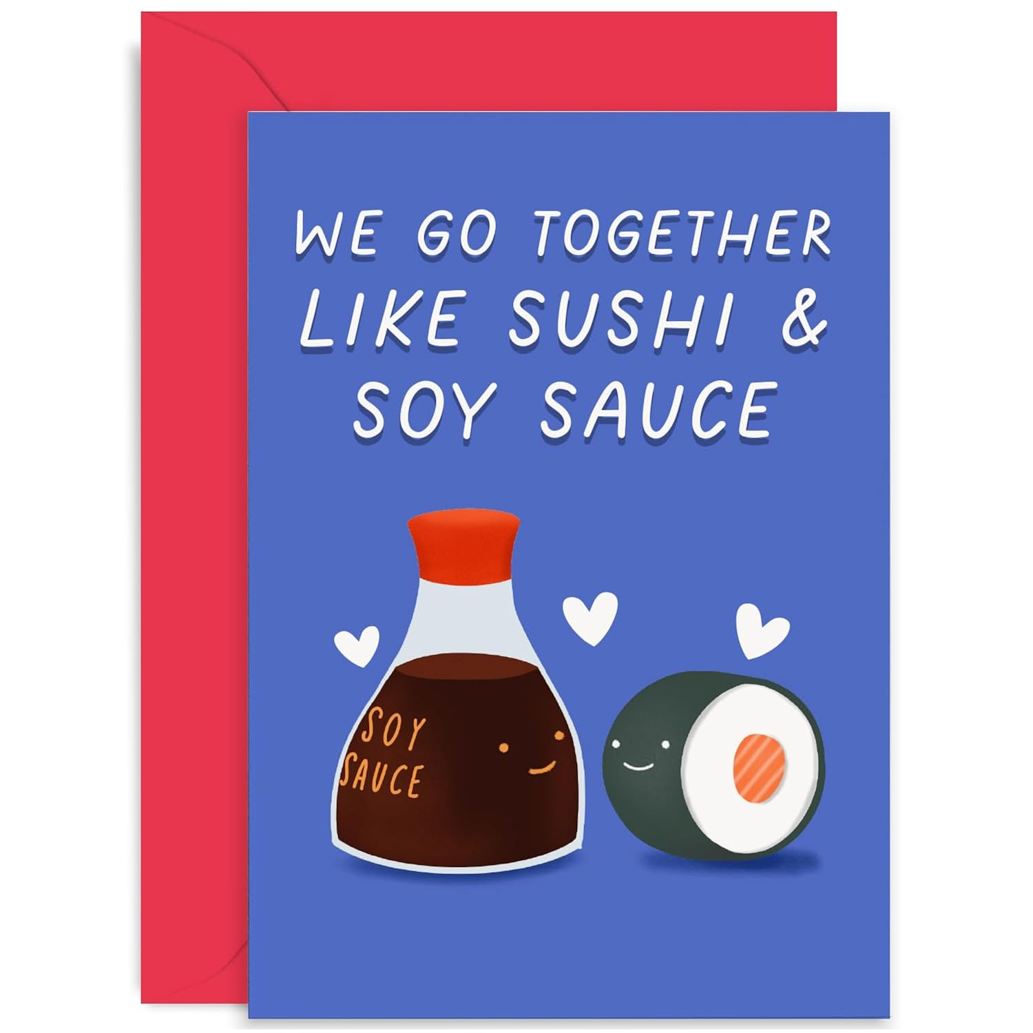 Old English Co. Fnny Romantic Card For Husband Or Wife - Humorous Valentine'S Card For Boyfriend Girlfriend - 'Sushi And Soy Sauce' Cute Anniversary Card For Him Or Her | Blank Inside Envelope
