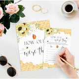 Sunflower Bee How Old Were The Bride And Groom Game, Guessing The Age Photo, Bridal Shower Wedding Shower Game (1 Sign And 30 Cards)-Bng11