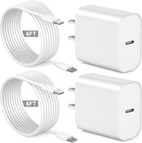2 Pack 20W USB C Fast Charger with 6FT MFi Certified Lightning Cable for iPhone
