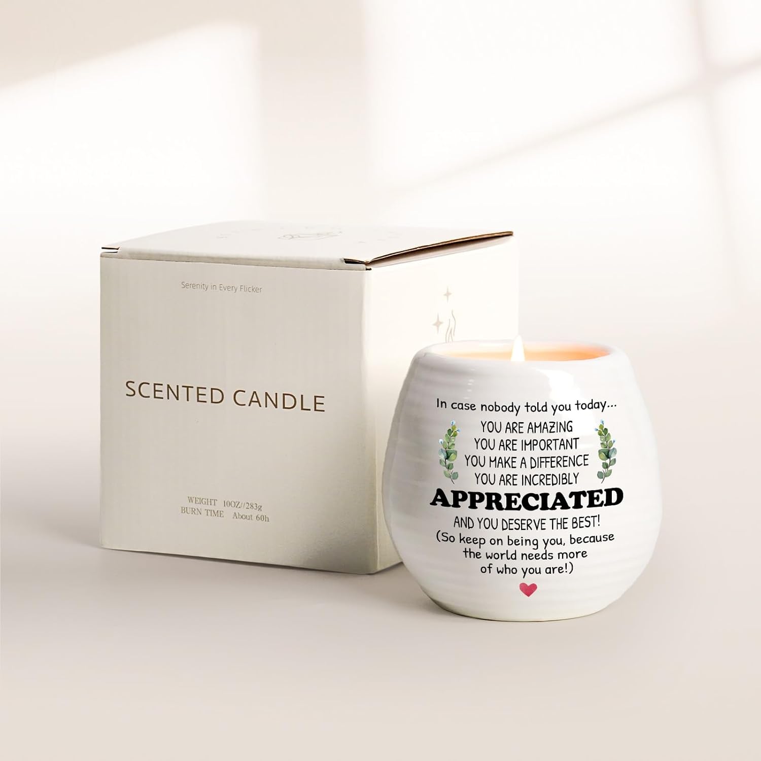 Inspirational Gift Ideas Thank You Gifts For Women Men Friends Coworker Boss Employee Appreciation Gifts Thank You Candle 10Oz Soy Wax Lavendar Scented Candle In Ceramic Jar