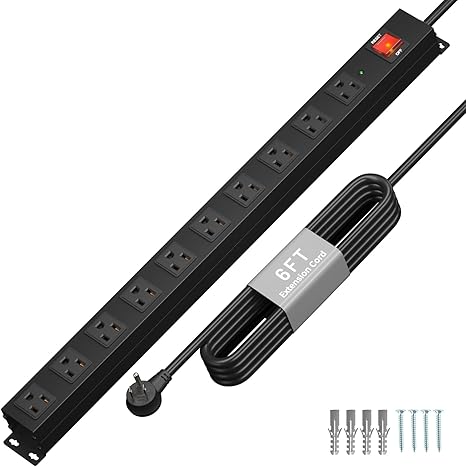 Outdoor Waterproof Power Strip 4 Outlets 3 USB Ports 6FT Weatherproof Extension Cord Black