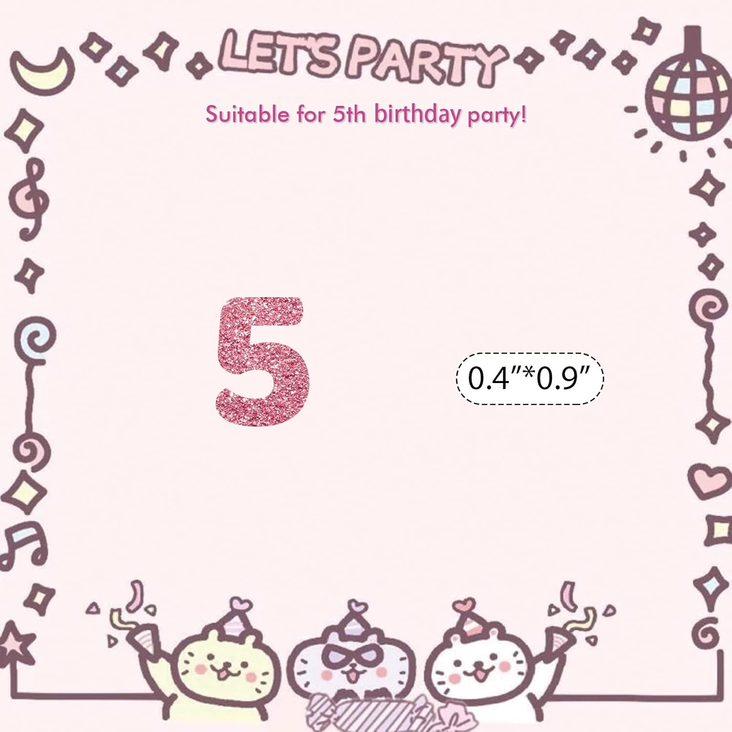 Set Of 100 Number 5 Confetti, Pink Glitter 5 Paper Scatter, 5Th Birthday Party Confetti, Five Cake Decor, Happy 5Th Anniversary Party Decor