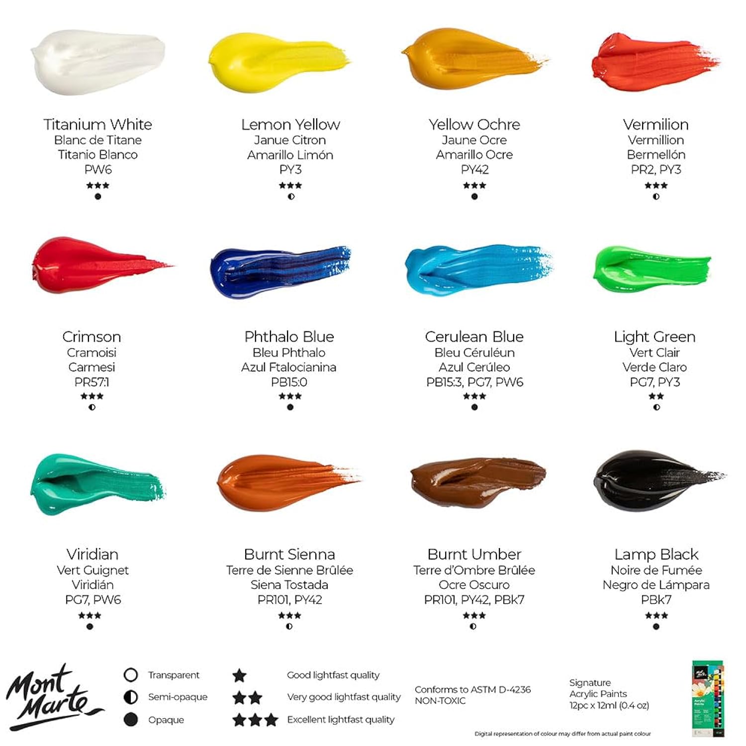 Acrylic Paint Set 12 Colors, 12Ml Each, Pnt0156