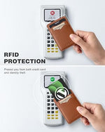 Slim Leather Adhesive Phone Card Holder, RFID Blocking Sleeve - Brown