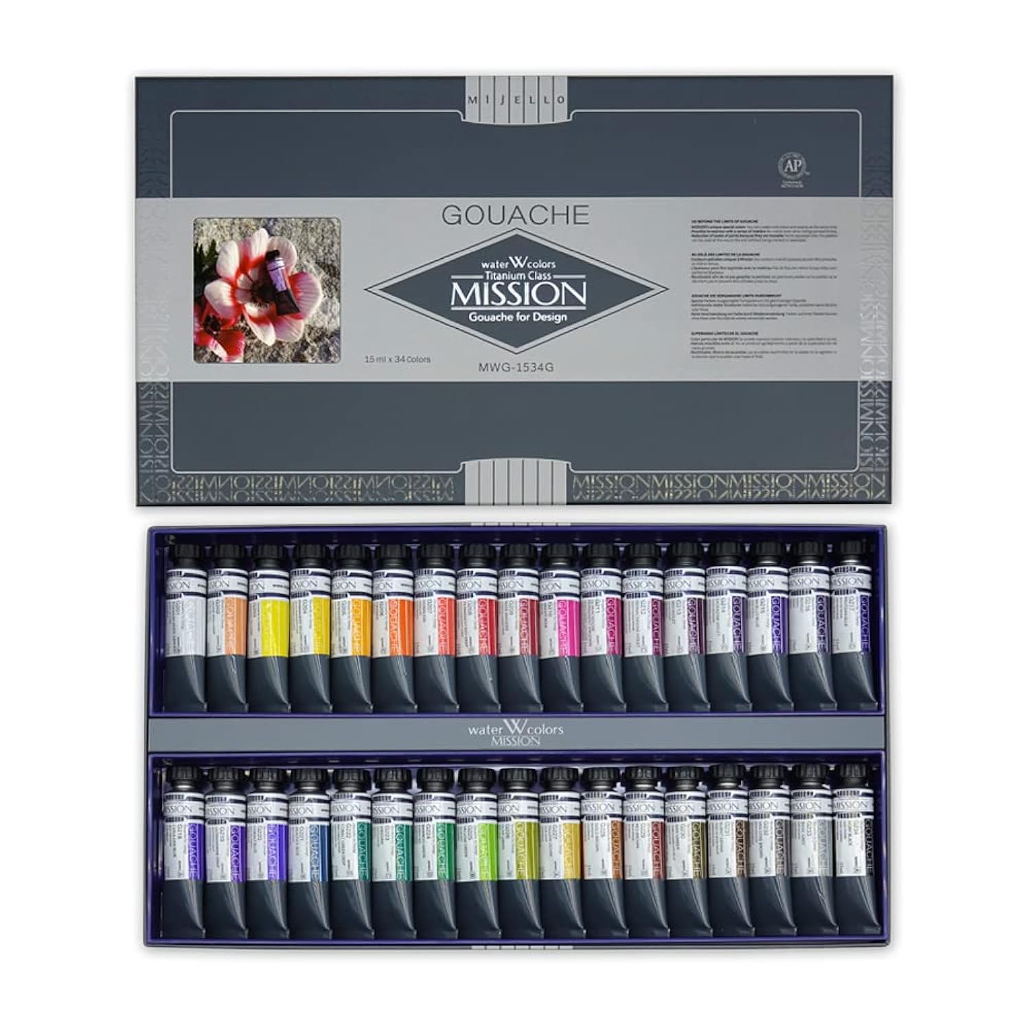 Mission Titanium Class Gouache Watercolor Mwg-1534G (15Ml X 34 Color)