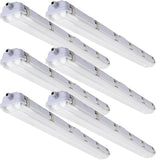 6 Pack 4FT LED Vapor Tight Lights 40W 5600LM 5000K IP65 Surface Mount Fixtures with T8 Tubes