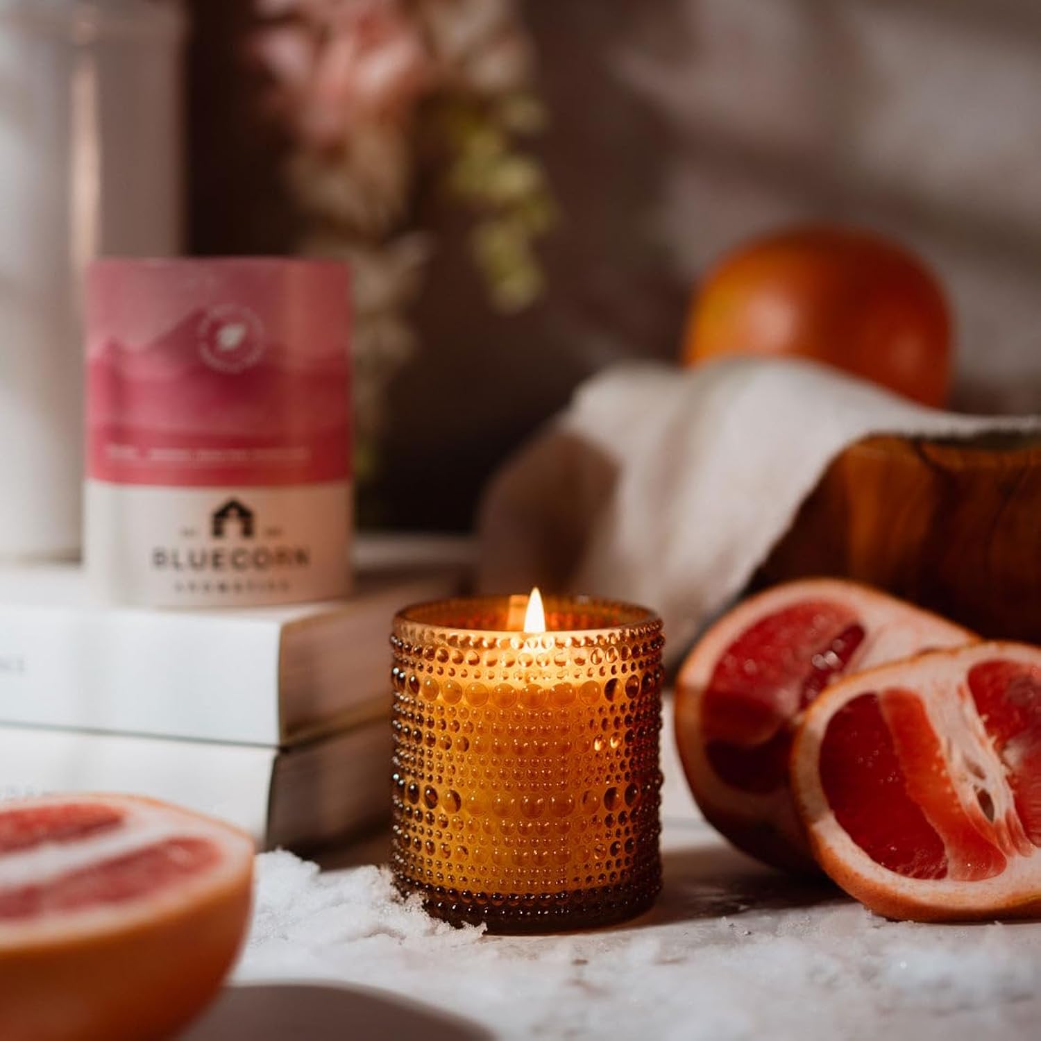 Bluecorn Aromática Scented Candle, Paloma Fragrance With Grapefruit, Pear & Rhubarb, Vegan Coconut Wax Candle, Long Lasting Candle For Home Decor, Gifts For Women & Men, American Made, 11 Oz Jar