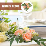 2Pcs Rose Candle Holder Flower Garland Candles Candle Rings Wreaths Artificial Rose Candle Ring Flower Candle Rings Flower Centerpieces Floral Candle Rings Wedding Props Cloth