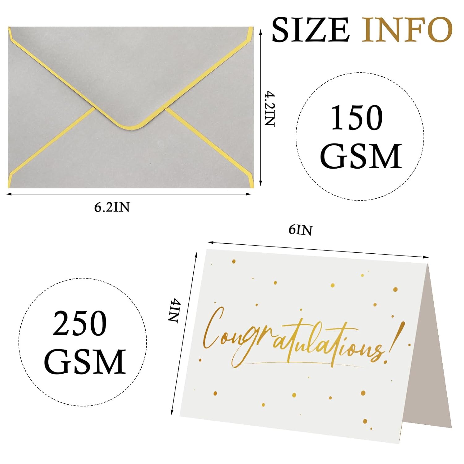 100 Pack Congratulations Cards With Envelopes All Occasion Congrats Greeting Card For Engagement,Business,Baby Shower,Wedding Graduation Party, 4 X 6 In (Gray)(Gray)