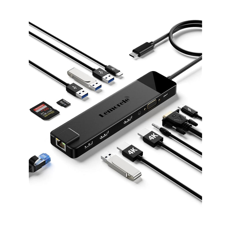 13 In 1 Usb C Docking Station Triple Monitor, Multiport Hub Adapter W/Dual Hdm