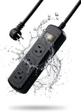 Outdoor Weatherproof Power Strip IPX6 Waterproof 3 Outlets 6 Ft Heavy Duty Cord