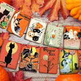 Vintage Halloween Party Banner: Retro Cats, Pumpkins, Ghosts