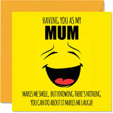Funny Happy Birthday Cards For Mum - Make Me Smile - Joke Mothers Day Card For Mum From Daughter Son, Mother Birthday Gifts, 5.7 X 5.7 Inch Mother'S Day Greeting Cards For Mama Mom Mam Mammy