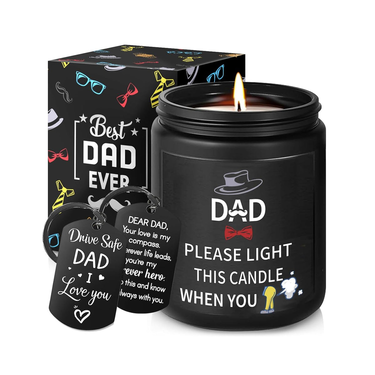 Gift Ideas For Dad - Fathers Day Christmas Birthday Gifts From Daughter Son, Funny Fart Candle Keychain For Dad