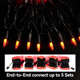 Halloween Lights 100 Counts, Orange Christmas Lights Indoor Outdoor,Black Wire Connectable Of Lighting String,Decoration