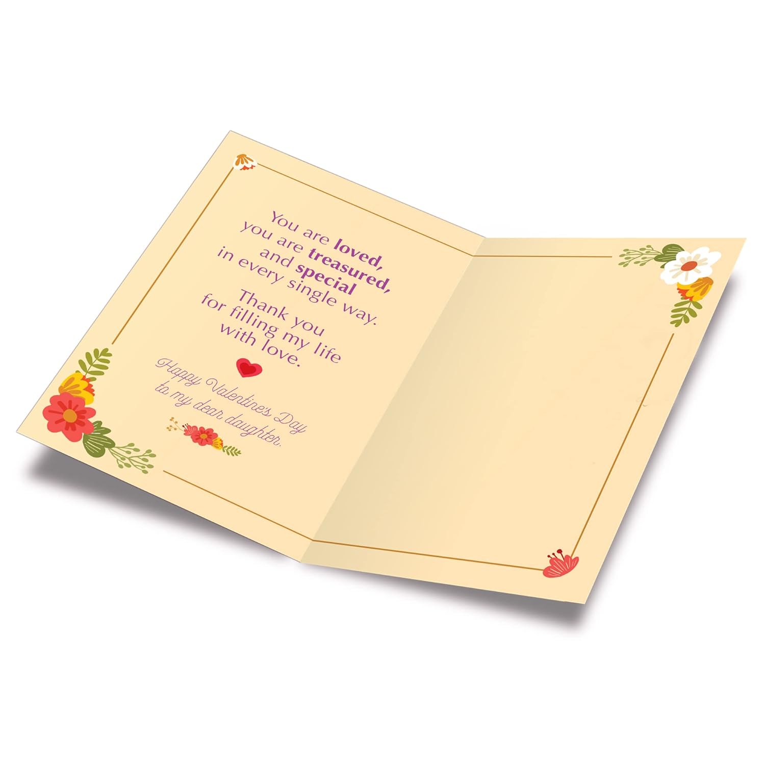 Daughter Valentine'S Day Card, Made In America, Eco-Friendly, Thick Card Stock With Premium Envelope 5In X 7.75In, Packaged In Protective Mailer (Flowers)