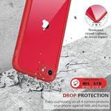 Iphone Se 2022 & 2020 Case, Iphone 8 Case [Built-In Glass Screen Protector] Military Grade Full Body 360 Shockproof Stylish Bumper Transparent Back Case Cover For Iphone Se 2020/ Iphone 8 (Red)