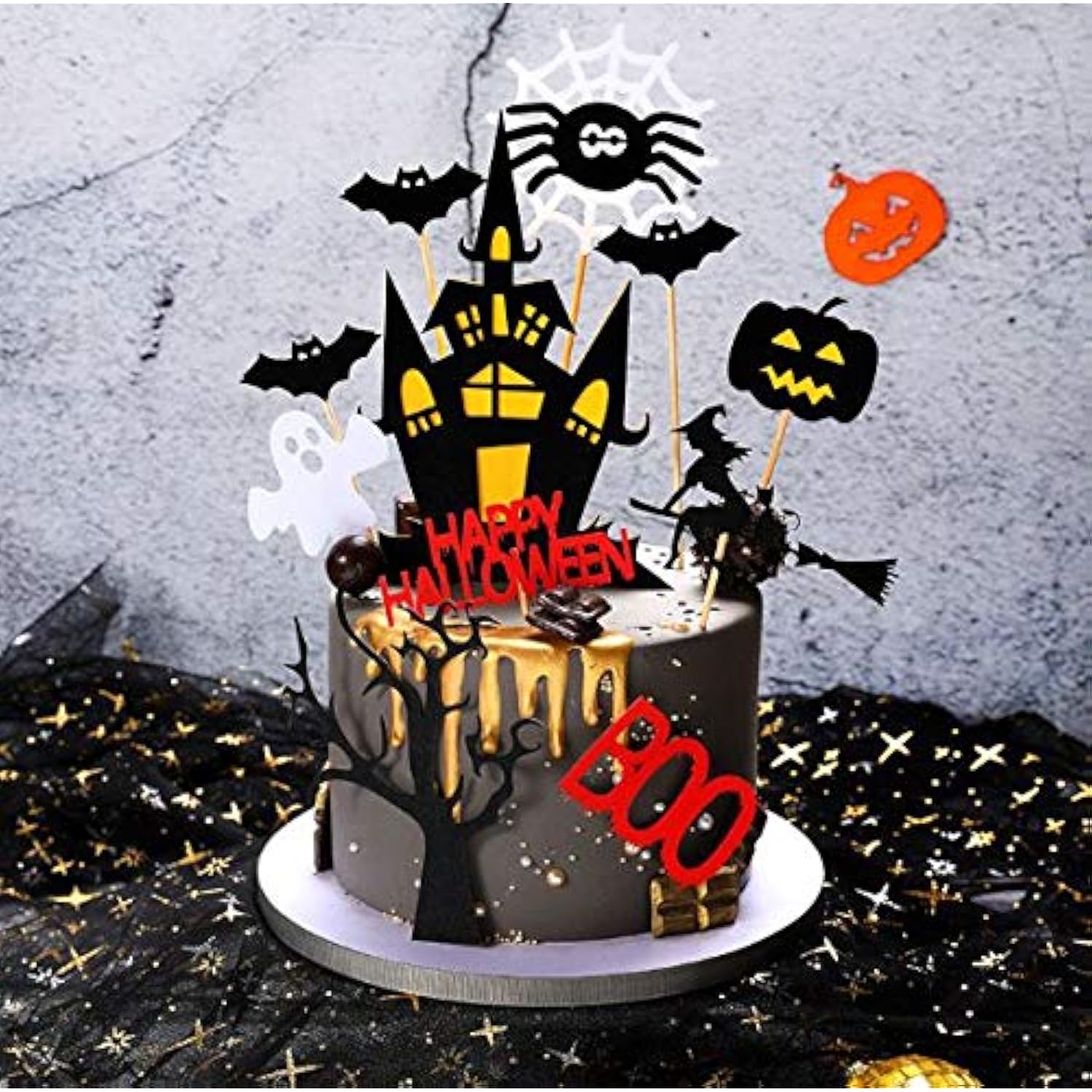Set Of 22 Halloween Cake Topper Cupcake Topper Haunted House Cake Topper Halloween Cake Decoration Ghost Cake Decoration Pumpkin Cupcake For Wizard Party Ghost Spider Party