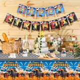 3 Pcs Monster Truck Tablecloths Plastic Happy Birthday Banner Monster Truck Birthday Party Supplies 54 X 108 Inch Racing Car Table Cover For Car Themed Party Decorations