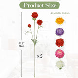 5Pcs Artificial Chrysanthemum Flowers - 27.5'' Tall Faux Mums Floral Stems Red Silk Chrysanthemums For Home Wedding Party Bouquet Vase Arrangement Décor