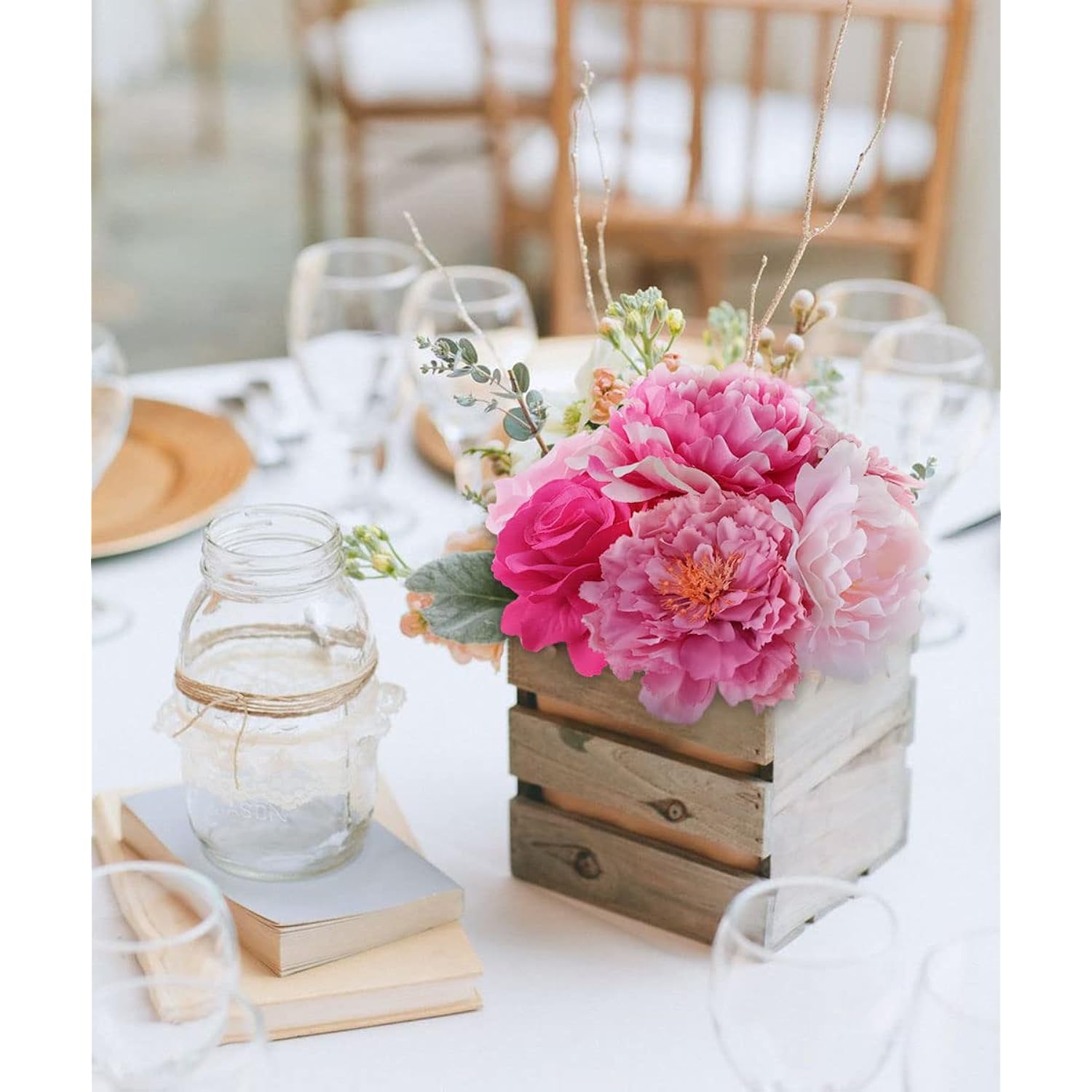 Pink Artificial Flowers Combo, Real-Looking Fake Flowers For Diy Decor Rose Peony Hydrangea Mix Silk Faux Flowers For Bridesmaid Wedding Centerpieces Decoration Home Party Arrangement